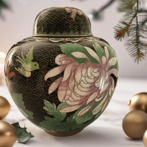 Vintage 1970 to 1980's Chinese Cloisonne Floral Ginger Jar 7